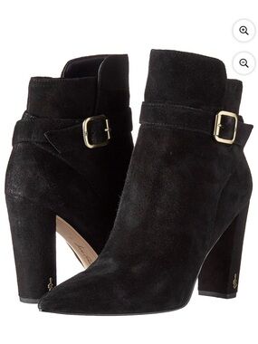 Sam Edelman Rita Block Heel Suede Boot Size 8 Black